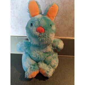 Animal Adventure Bunny Plush Easter Rabbit Blue Orange Soft Spotted 10" 2016